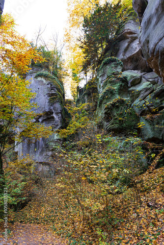 Obraz na płótnie Colorful autumn Landscape in Bohemian Paradise, Czech Republic w salonie
