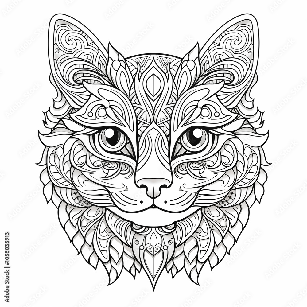 Fototapeta premium Adult coloring page Mandalas big cat