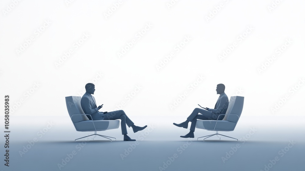 Two silhouettes engage in a thoughtful discussion in a minimalist setting, capturing the essence of communication and collaboration. Two silhouettes engage in a thoughtful discussion in a minimalist setting, capturing the essence of communication and collaboration.