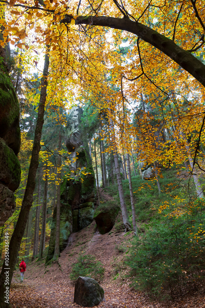 Colorful autumn Landscape in Bohemian Paradise, Czech Republic