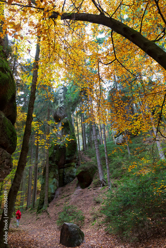 Obraz na płótnie Colorful autumn Landscape in Bohemian Paradise, Czech Republic w salonie