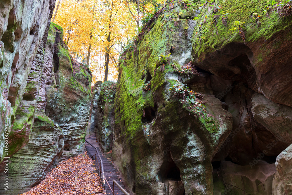 Colorful autumn Landscape in Bohemian Paradise, Czech Republic