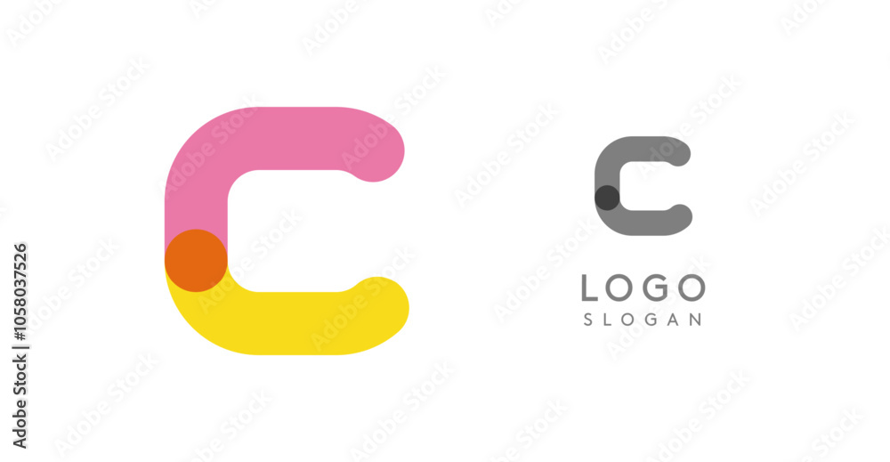 Soft rounded trendy logo, geometric colorful letter C with a modern tech feel, playful monogram design for corporate identity, creative branding, logotype template. Vector logotype Soft rounded trendy logo, geometric colorful letter C with a modern tech feel, playful monogram design for corporate identity, creative branding, logotype template. Vector logotype