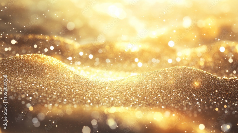 background of golden bokeh lights that creates a warm, festive atmosphere with a sparkling texture.
