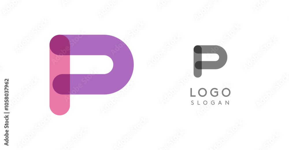 Soft rounded trendy logo, geometric colorful letter P with a modern tech feel, playful monogram design for corporate identity, creative branding, logotype template. Vector logotype Soft rounded trendy logo, geometric colorful letter P with a modern tech feel, playful monogram design for corporate identity, creative branding, logotype template. Vector logotype