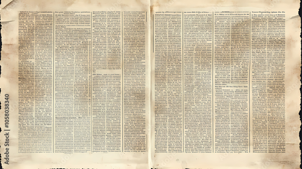 Obraz premium Old weathered newspaper paper texture distressed vintage appearance aged ink subtle stains perfect for creating retro designs and aged print media aesthetics. Vintage Newspaper Texture. Illustration