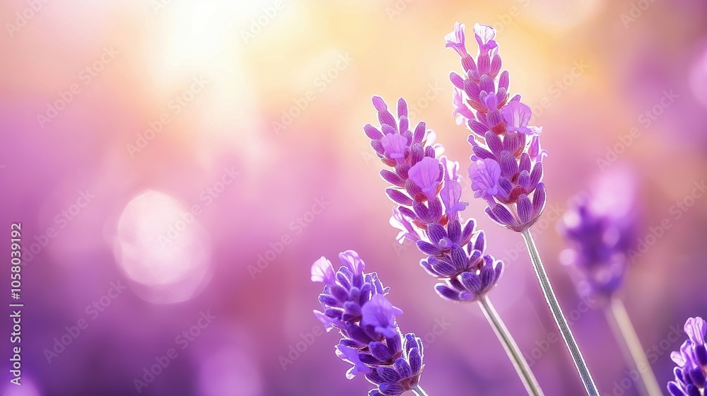 Obraz premium Beautiful lavender flowers blooming in a soft, dreamy background.