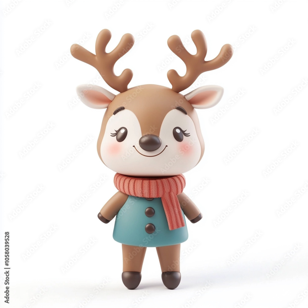 Obraz premium Cute cartoon deer character with a cheerful expression