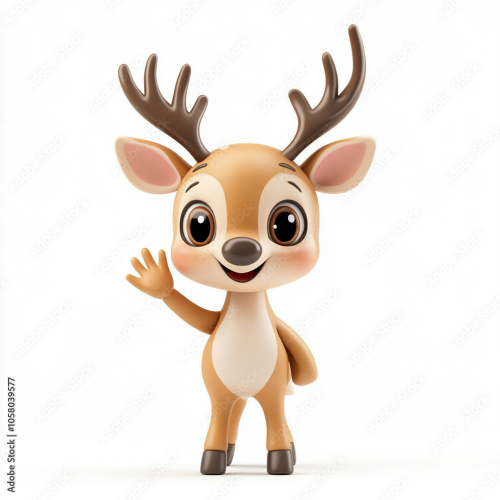 Cute cartoon deer character with a cheerful expression Cute cartoon deer character with a cheerful expression