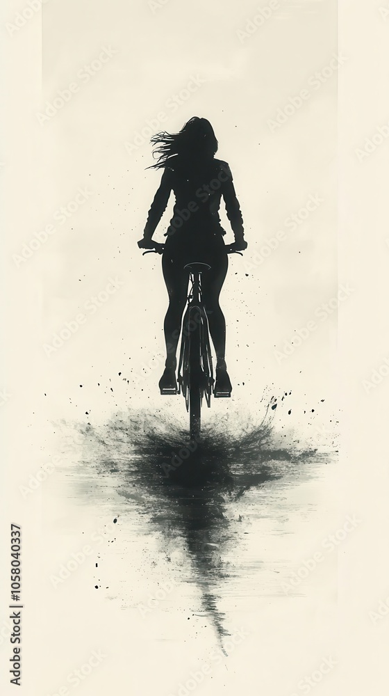 minimalistic vector illustration of a woman riding a bicycle set against a clean background capturing the essence of freedom and simplicity in urban commuting