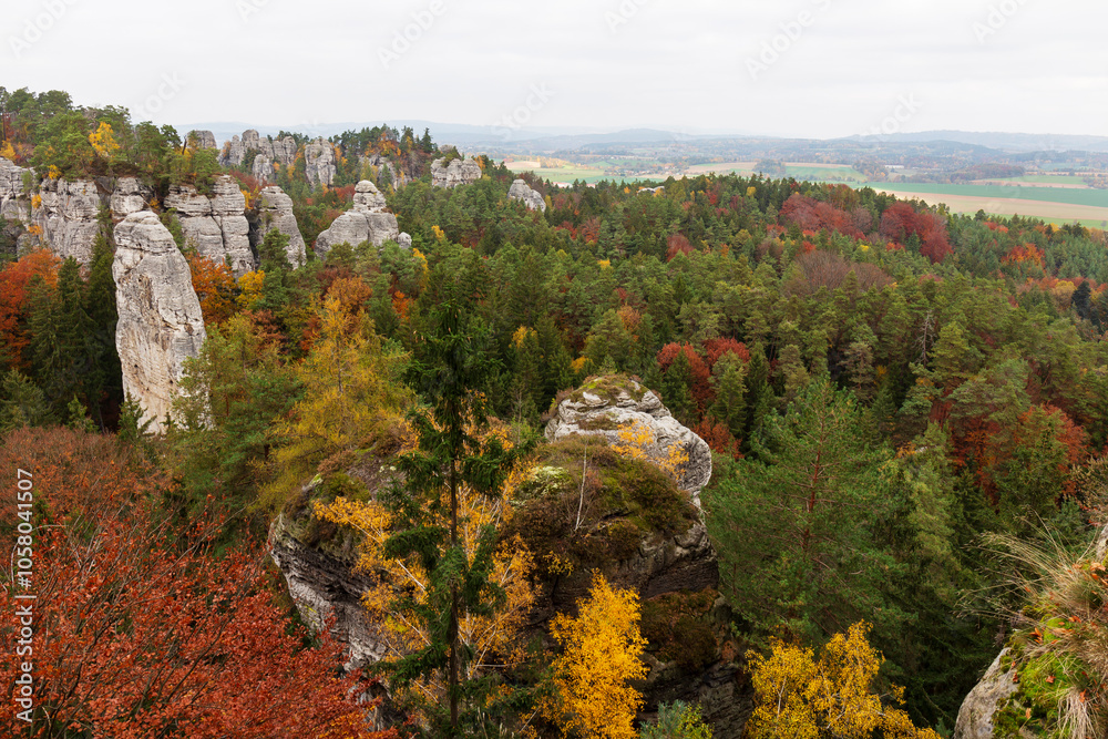 Colorful autumn Landscape in Bohemian Paradise, Czech Republic