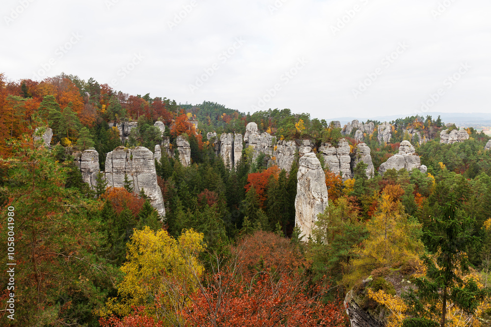 Colorful autumn Landscape in Bohemian Paradise, Czech Republic
