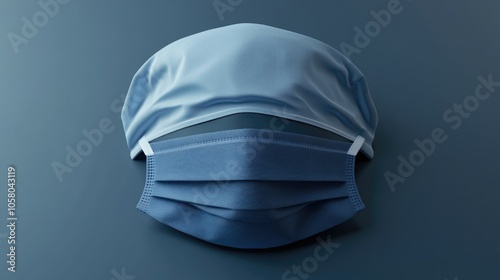 Surgical mask and cap mockup on dark background showcasing medical protective gear photo