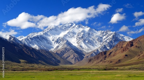 Majestic Snow-Capped Mountains Under a Clear Blue Sky