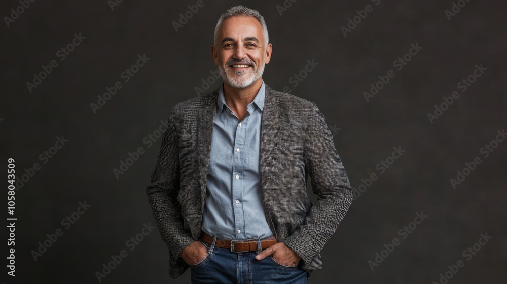 Confident Middle-Aged Man in Casual Business Attire Confident Middle-Aged Man in Casual Business Attire