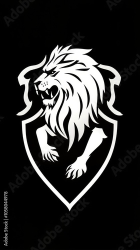 Stylized Lion Logo with Shield Design