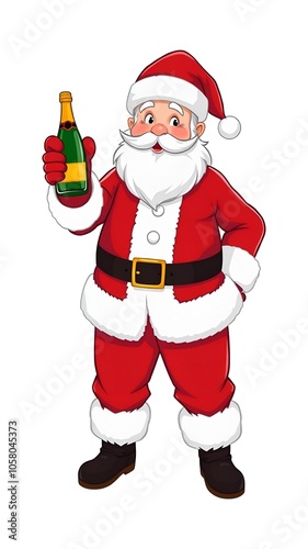 santa claus with champagne illustration