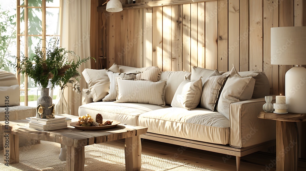 Fototapeta premium Modern Interior of Stylish Living Room ,Wall Mock Up, Frame , Poster with Beautiful Background, 3d render