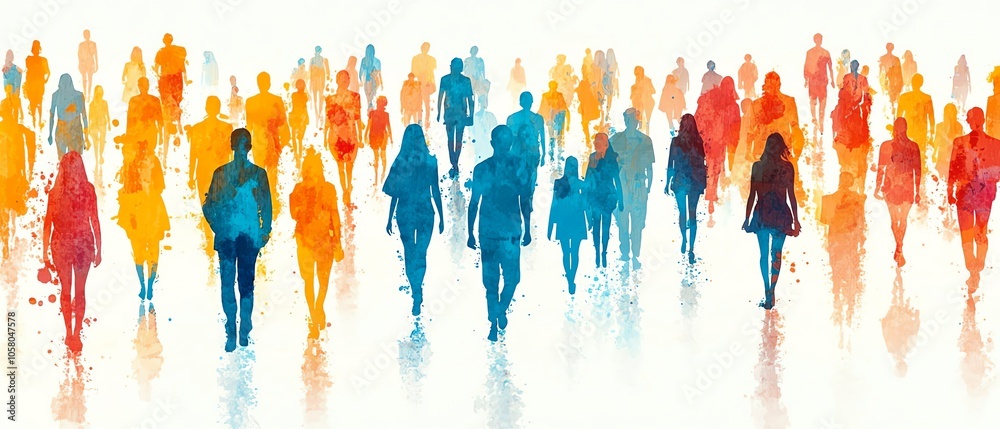 custom made wallpaper toronto digitalCrowd of simple, diverse people with colorful silhouettes, different skin tones and ages on a white background, showing community and inclusivity