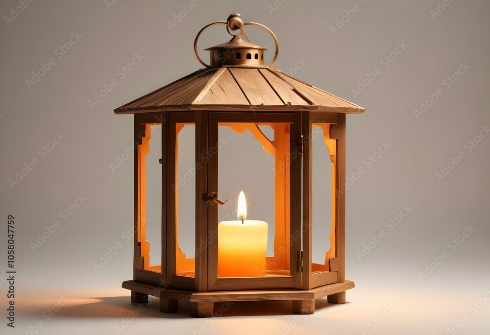a wooden lantern with a flickering candle inside, isolated on a white background, creating a warm glow create with ai a wooden lantern with a flickering candle inside, isolated on a white background, creating a warm glow create with ai
