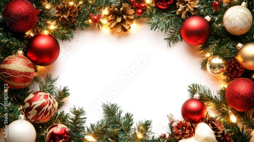 Christmas lights and decorations adorn the frame, which leaves room for your words on a white background.