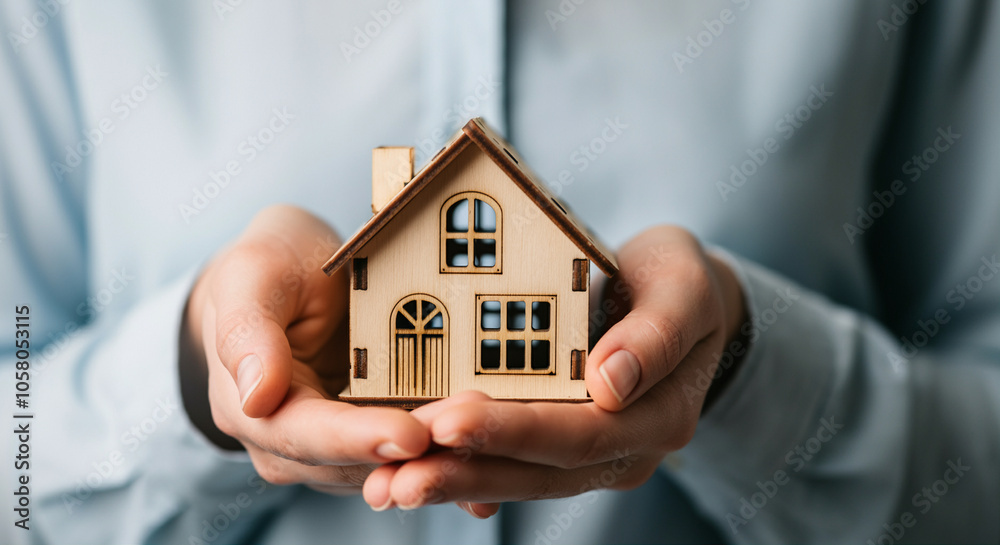 Miniature house in hands detailed home decoration model for creative designs and inspirations Miniature house in hands detailed home decoration model for creative designs and inspirations