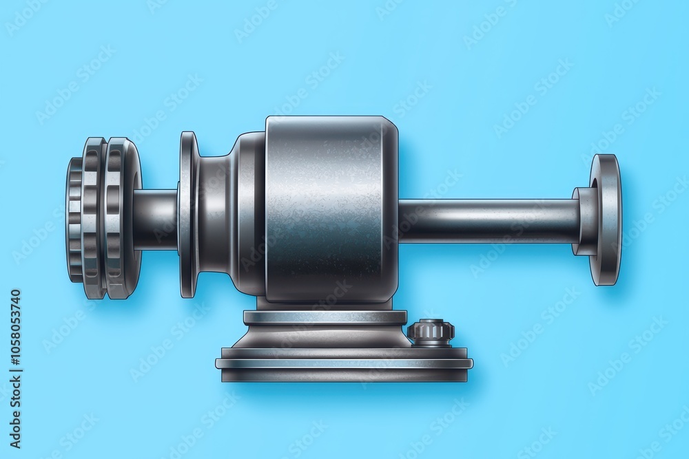 Close-up of a mechanical component on a vibrant blue background. Close-up of a mechanical component on a vibrant blue background.