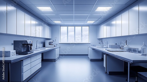 Clinical Research Lab with State-of-the-Art Equipment and Bright Natural Lighting : Generative AI