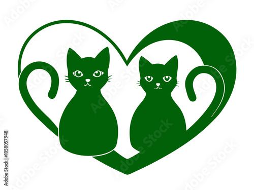 cat with green heart