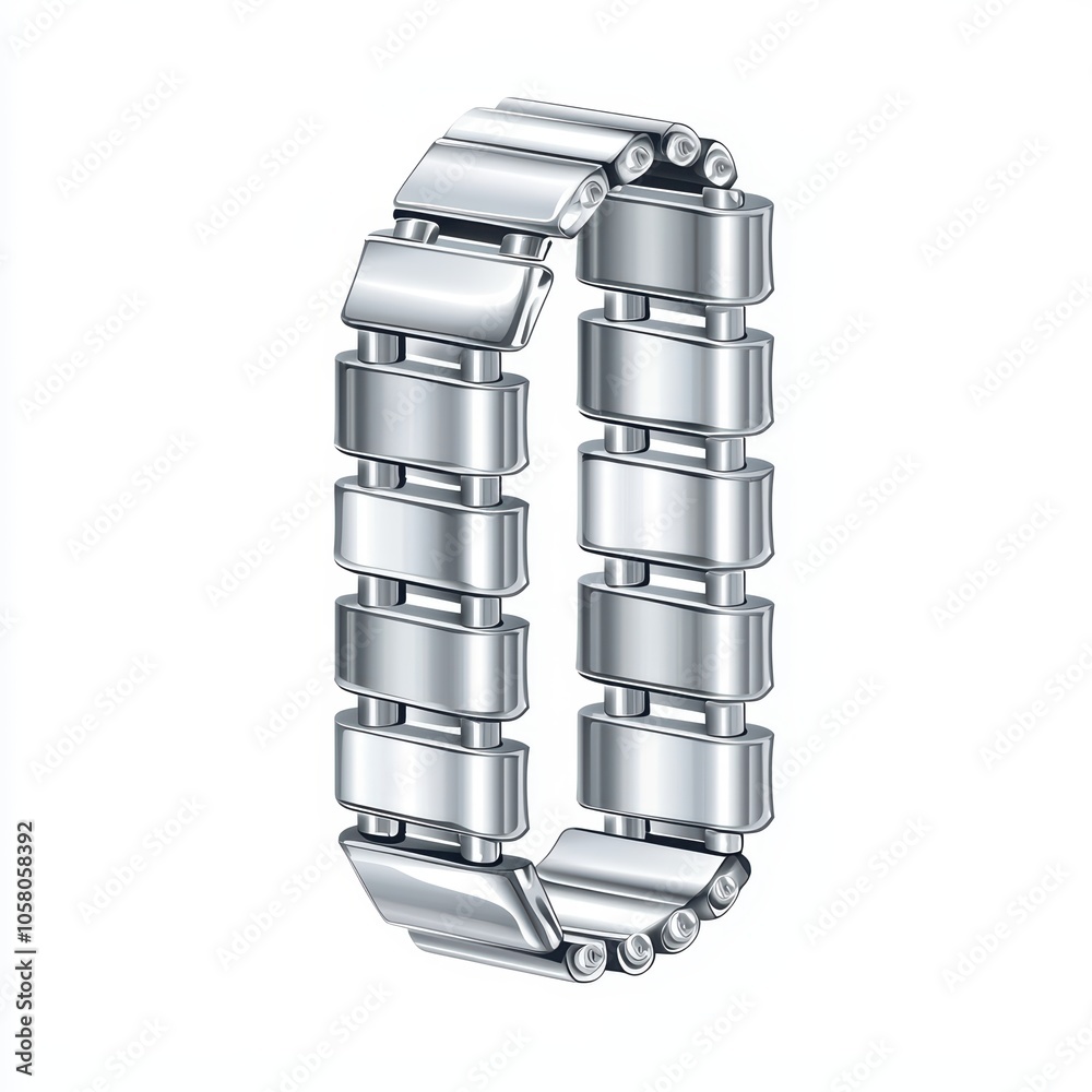 Stylish metallic bracelet on a white isolated background.