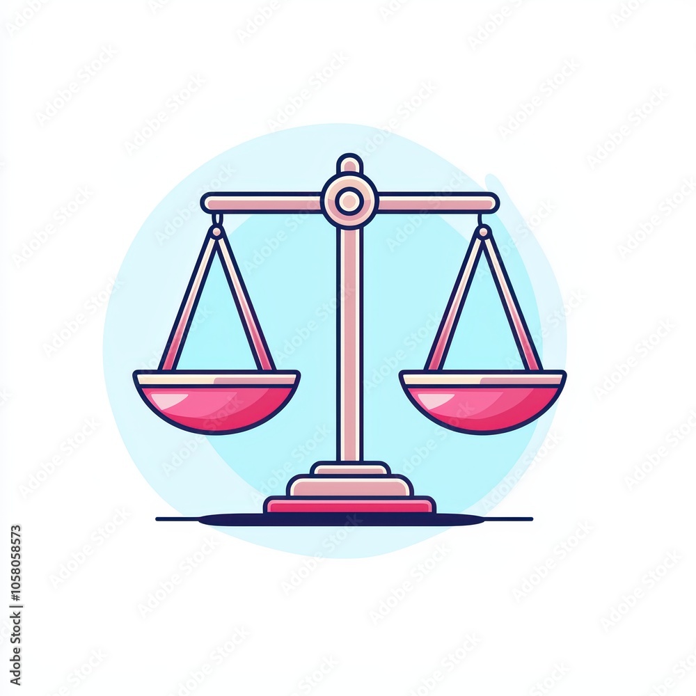 Stylized scales of justice icon, perfect for legal themes, with a soft blue backdrop. Stylized scales of justice icon, perfect for legal themes, with a soft blue backdrop.