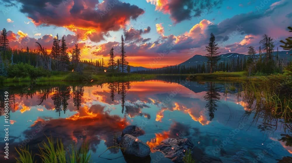 Breathtaking lake and mountain landscape at sunset with vibrant colors reflecting on the peaks.
Seamless looping 4k time-lapse virtual video animation Generated AI Breathtaking lake and mountain landscape at sunset with vibrant colors reflecting on the peaks.
Seamless looping 4k time-lapse virtual video animation Generated AI