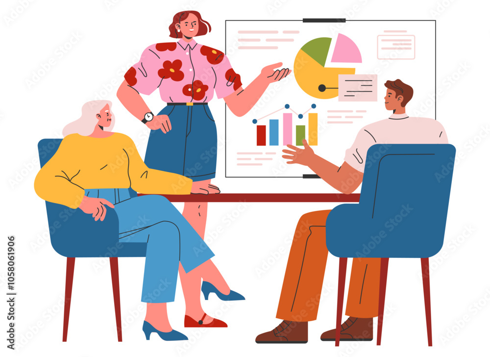 Young Businesswoman. Flat Vector Illustration
