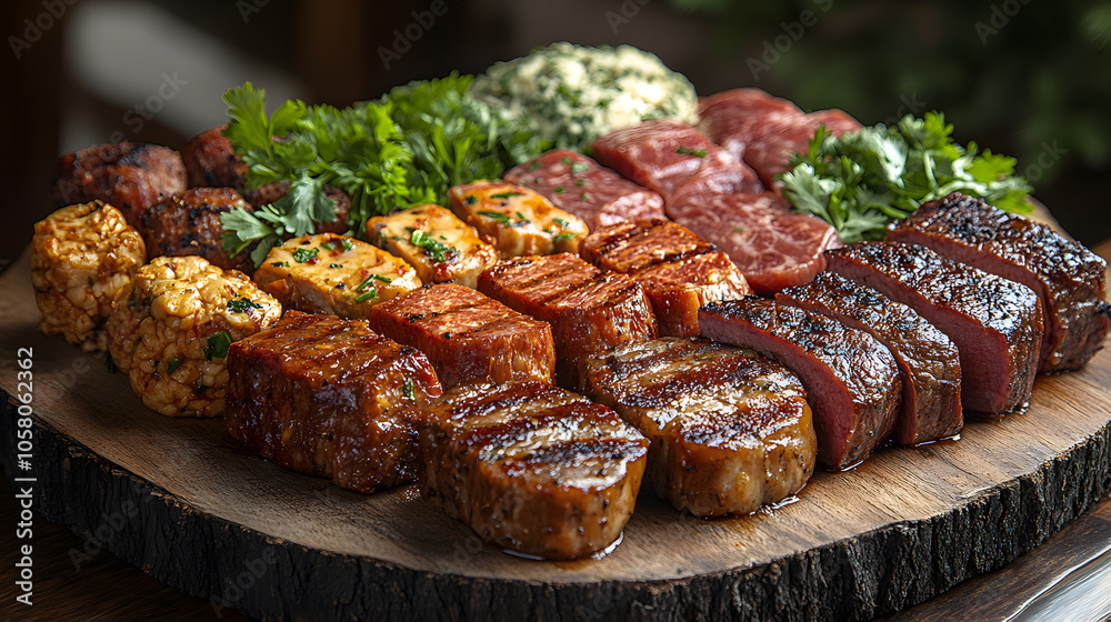 An assortment of mock meats made from soy protein