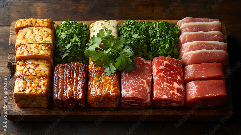 An assortment of mock meats made from soy protein