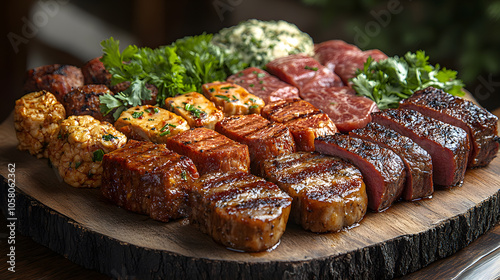 Obraz na płótnie An assortment of mock meats made from soy protein w salonie