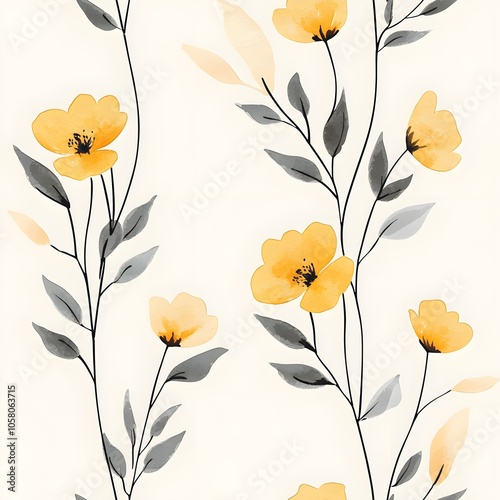 Simple Watercolor Buttercups in Minimal Style