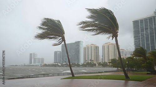 High-Rise Buildings Swaying in Strong Wind Conditions