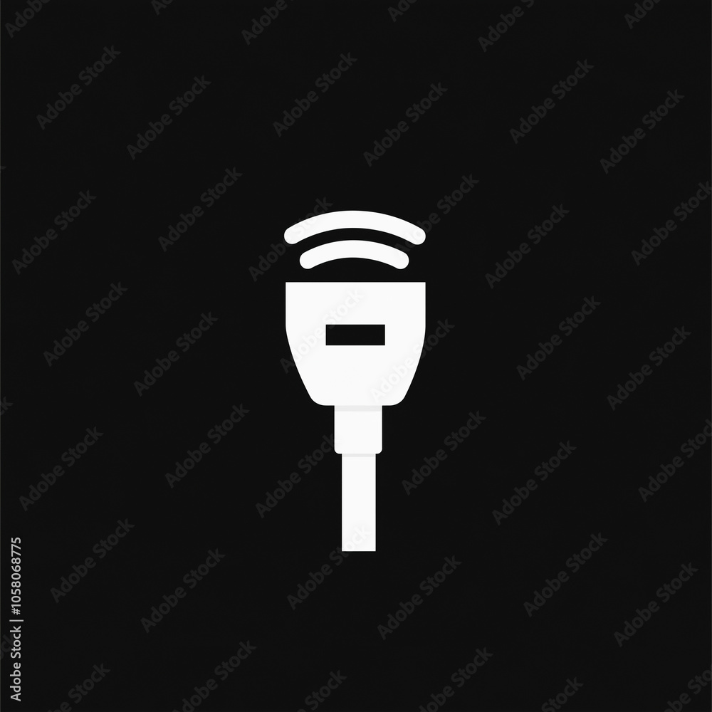 White Wireless Plug Icon on Black Background White Wireless Plug Icon on Black Background