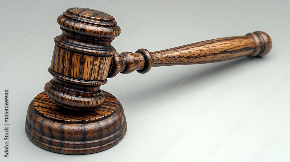 High resolution wooden gavel displayed on plain white background close up image High resolution wooden gavel displayed on plain white background close up image