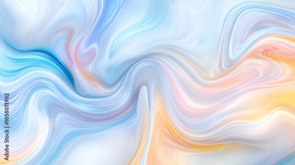 Fototapeta premium Abstract background with flowing, swirling, pastel colors in blue, yellow, and pink hues. Generative ai
