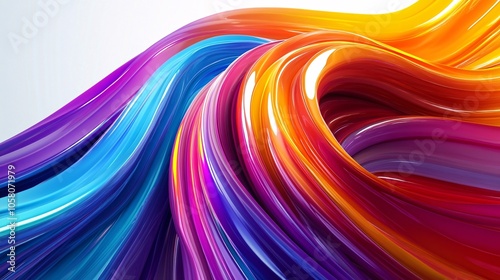 Abstract background with vibrant colorful flowing lines against a white background. Generative ai