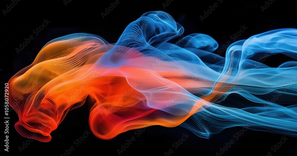Fototapeta premium Vibrant abstract waves of color in motion against black background