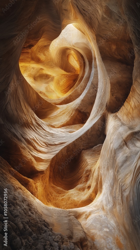 Ethereal sunlit cavern with intricate sandstone curves and textures Ethereal sunlit cavern with intricate sandstone curves and textures