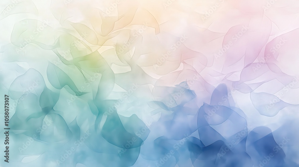Ethereal pastel watercolor abstract background with flowing gradient patterns