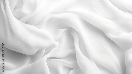 White fabric with soft folds and wrinkles, creating a smooth, elegant background.