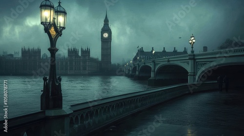 Mysterious night in london with big ben and westminster bridge