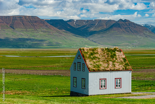 Old turfhouse in nort Iceland, museum Glaumbear.