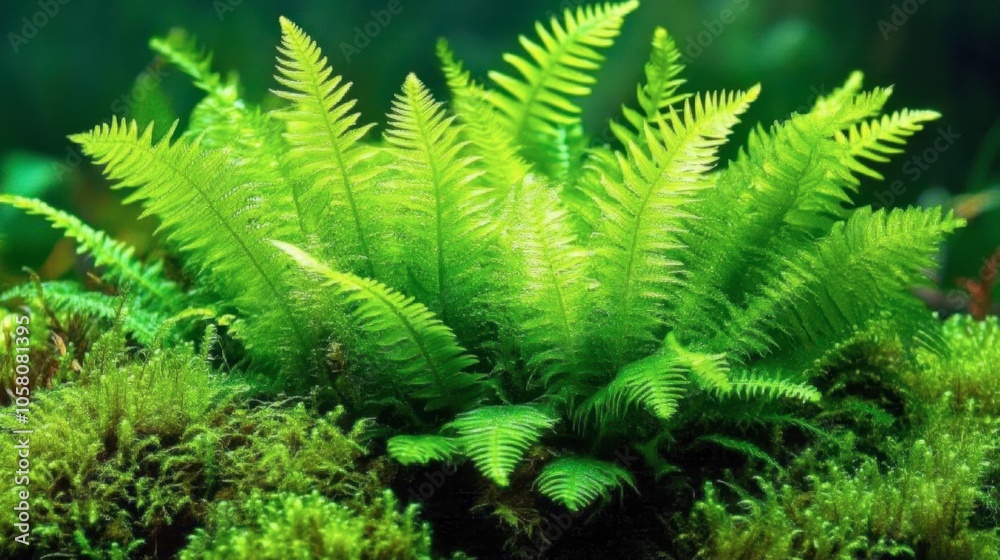 Lush Green Ferns in Nature Setting Lush Green Ferns in Nature Setting