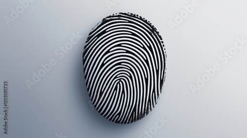 Close-up view of a digitally generated black and white fingerprint pattern on a light gray background.